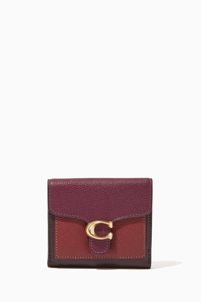 

Small Tabby Wallet in Colour-block Pebble Leather, Burgundy