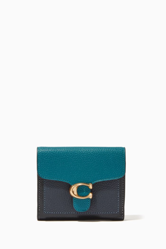 

Small Tabby Wallet in Colour-block Pebble Leather, Blue