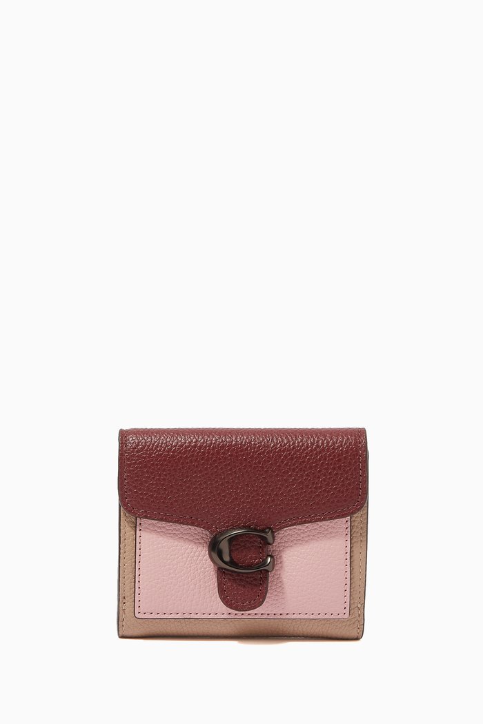 

Tabby Small Wallet in Colourblock Pebble Leather, Pink