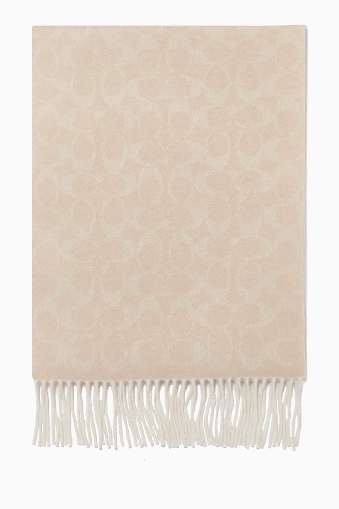 

Reversible Signature Cashmere Scarf, White