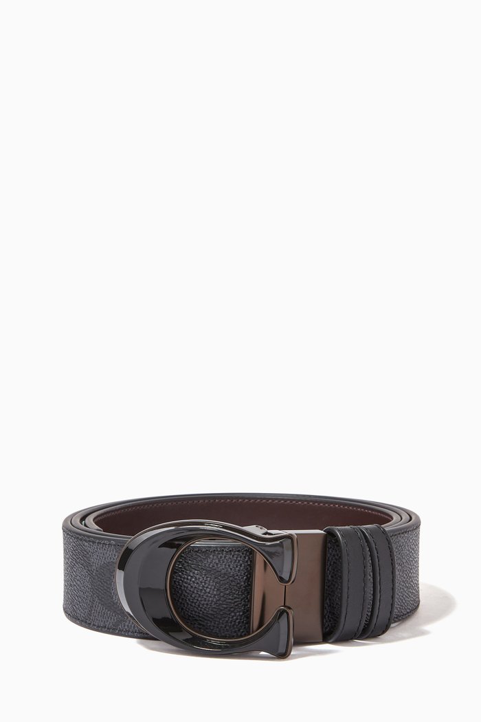 

Reversible Signature Buckle Belt, Burgundy