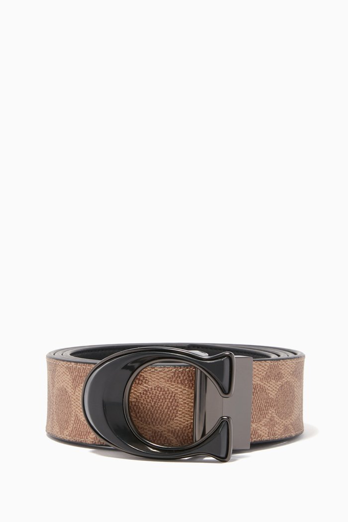 

Reversible Signature Buckle Belt, Black