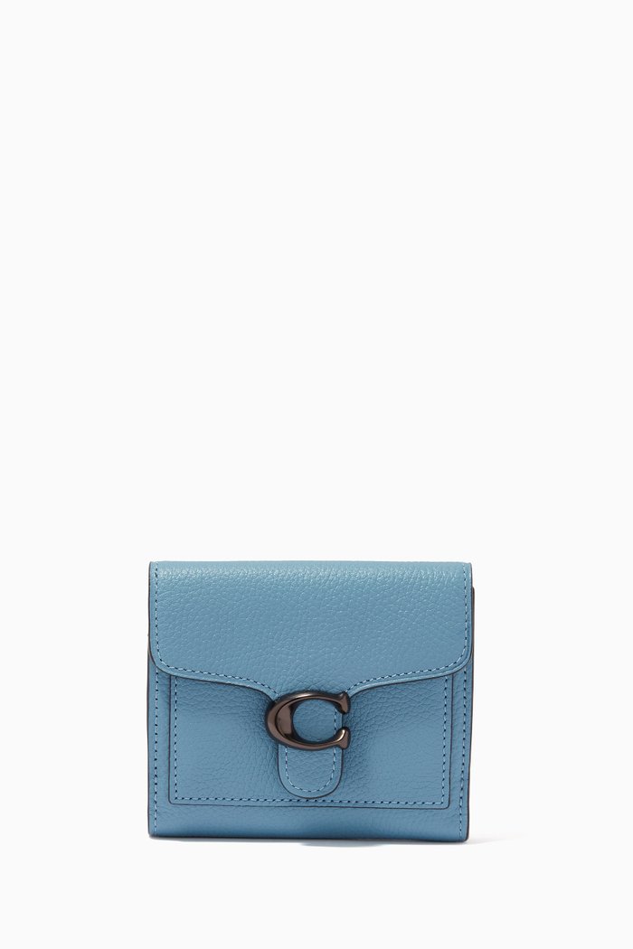 Tabby Small Wallet in Pebble Leather, Blue