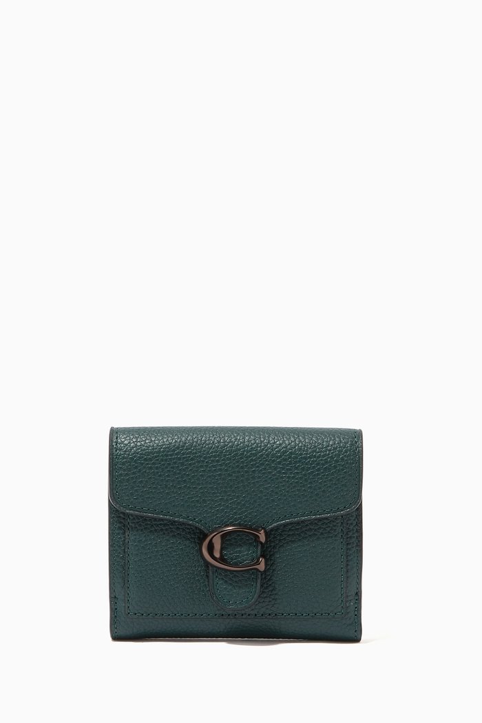 

Tabby Small Wallet in Pebble Leather, Green