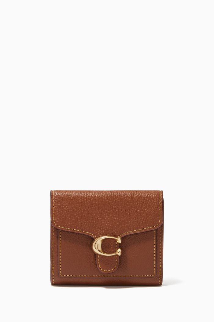 

Tabby Small Wallet in Pebble Leather, Brown