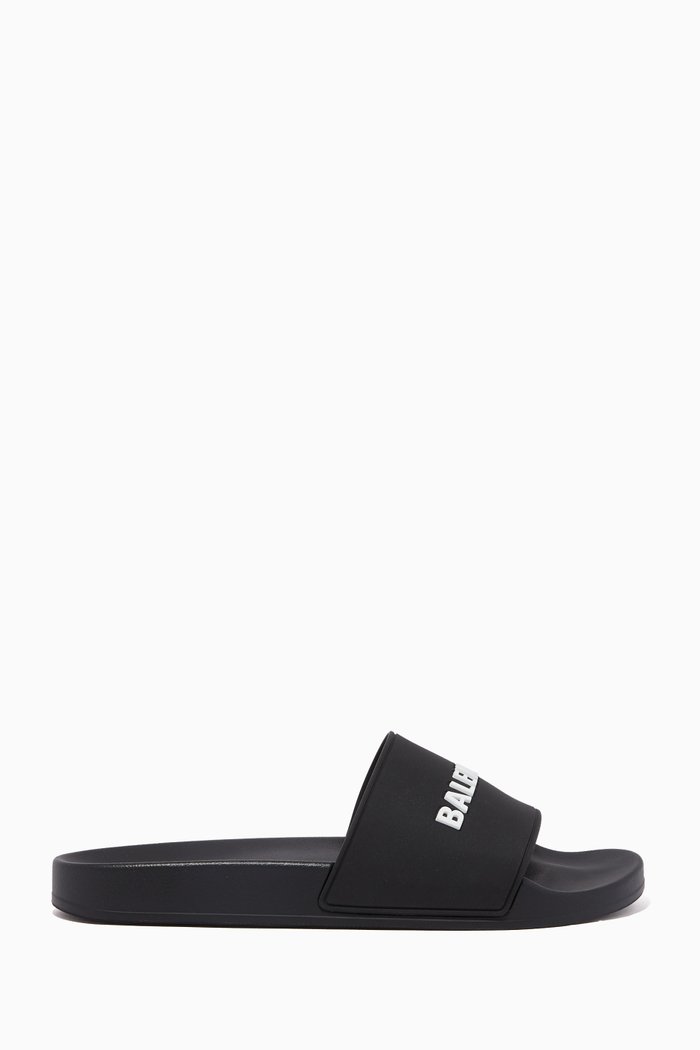 

Logo-Embossed Rubber Slides, Black