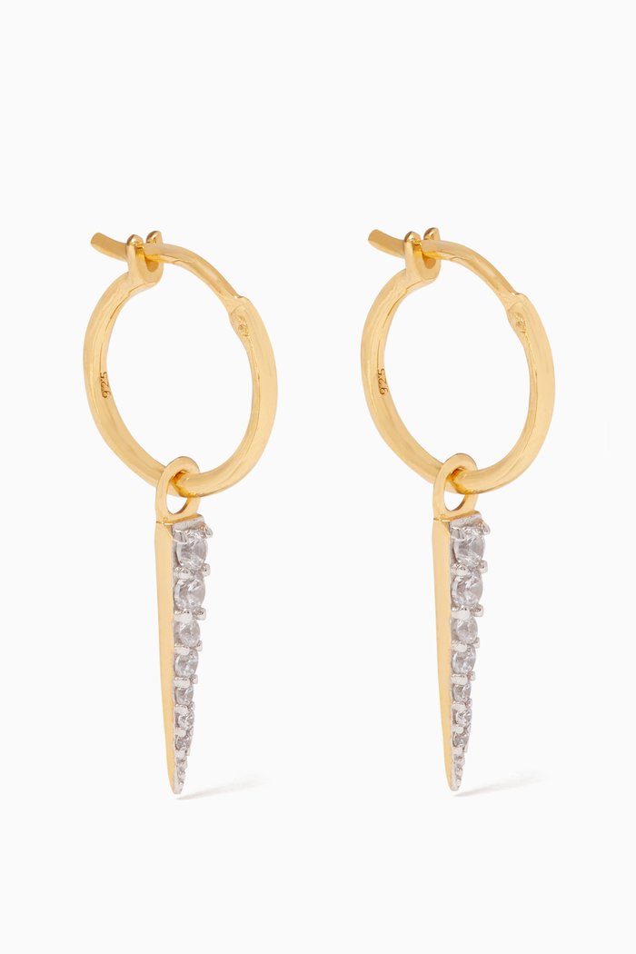 

Pave Spike Charm Hoop Earrings, Gold