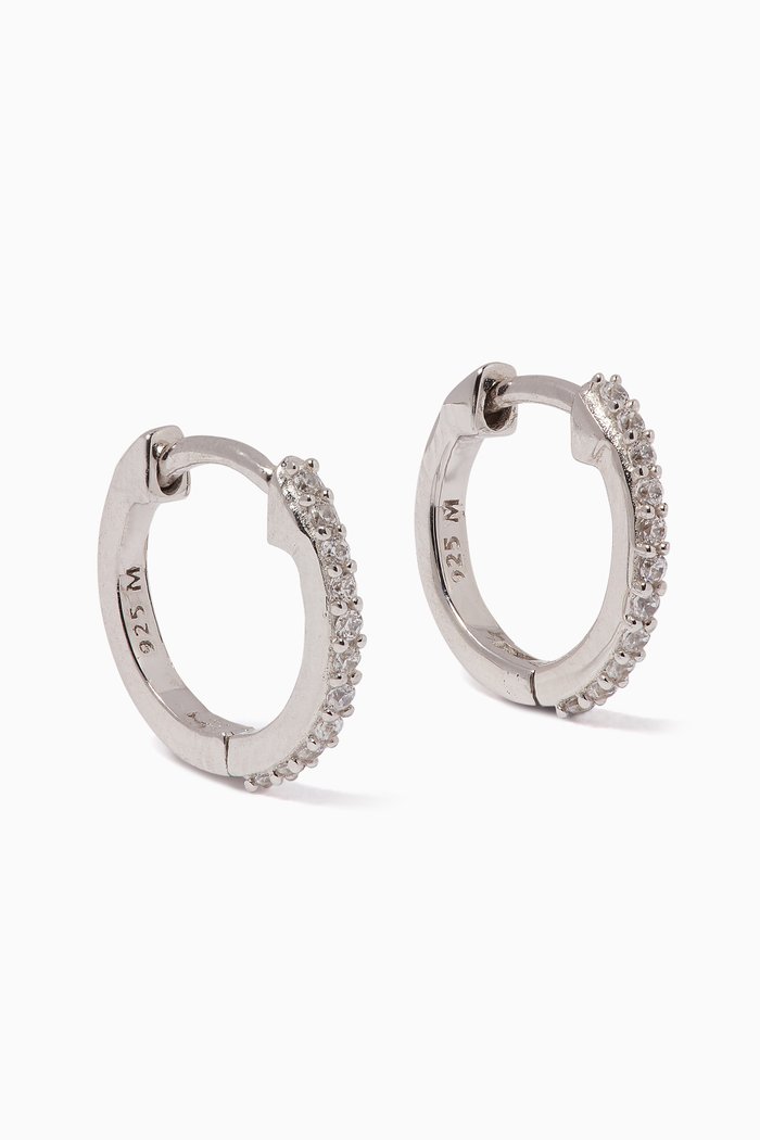 

Silver Pavé Huggie Hoops