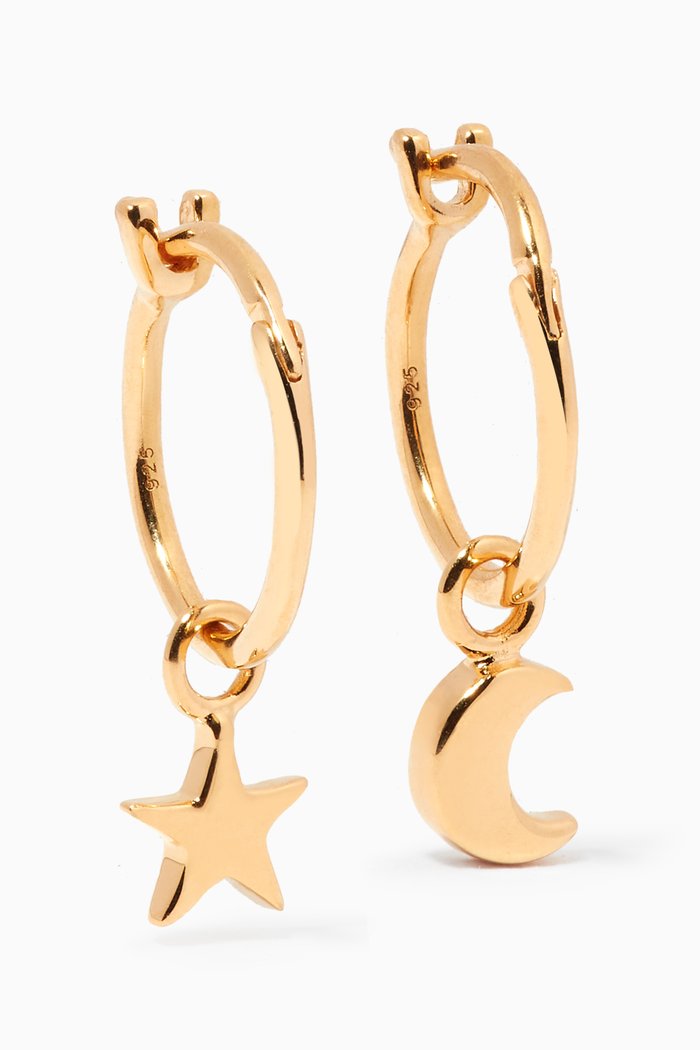 

Star & Moon Hoop Earrings in 18kt Gold Vermeil on Sterling Silver