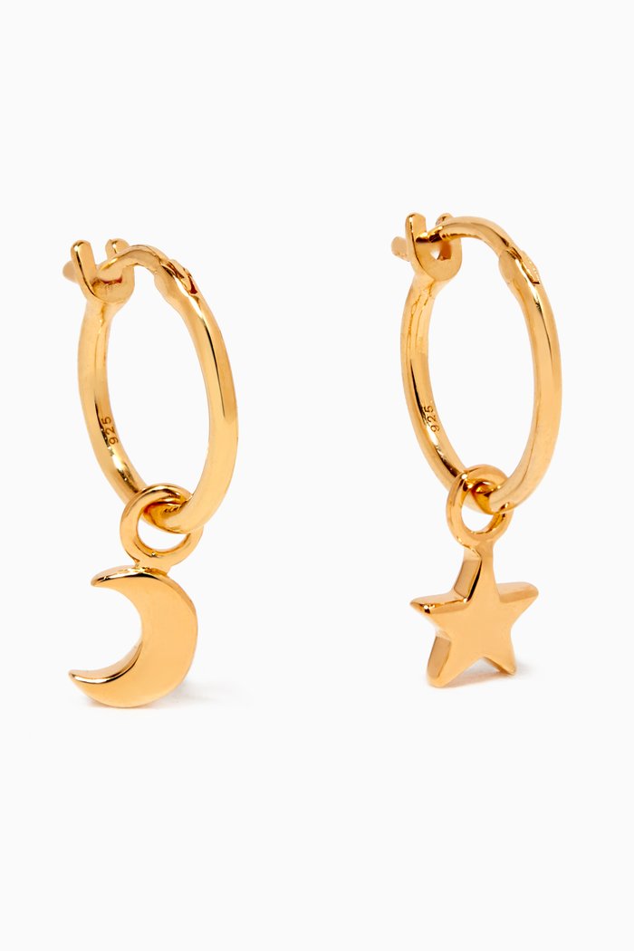 

Star & Moon Hoop Earrings in 18kt Gold Vermeil on Sterling Silver