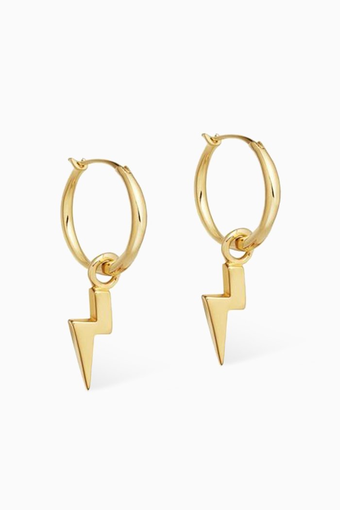

Lightning Charm Hoop Earrings in 18kt Gold Vermeil on Sterling Silver