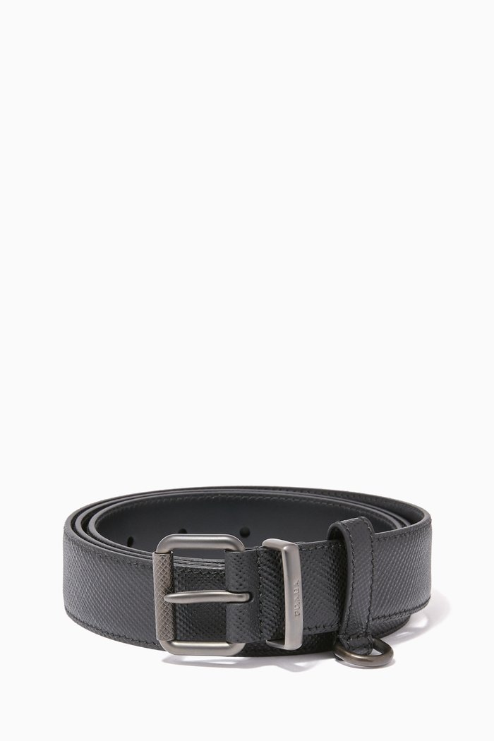 

Saffiano Leather D-Ring Belt, Black