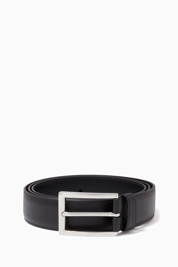 

Saffiano Leather Belt, Black