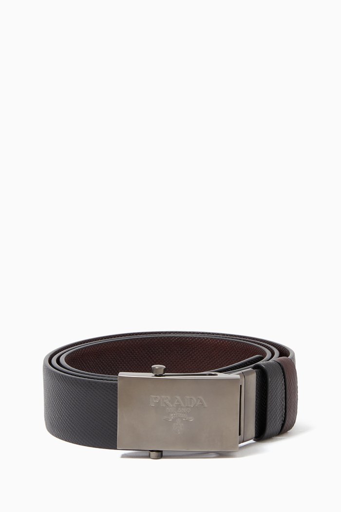 

Saffiano Leather Reversible Belt, Black