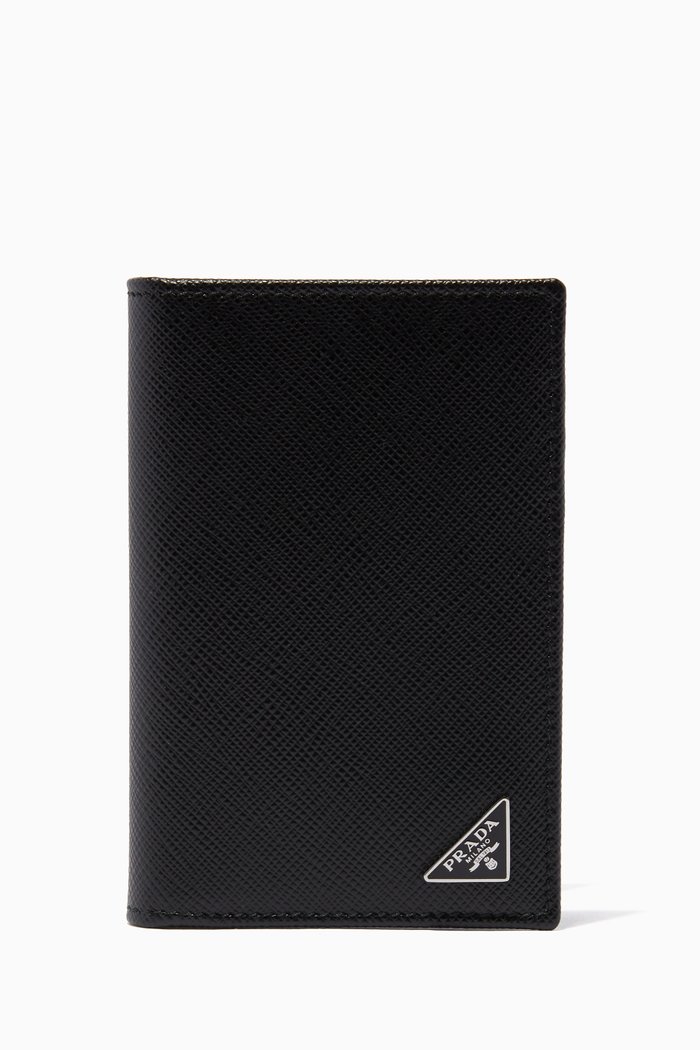 

Saffiano Leather Logo Travel Wallet, Black