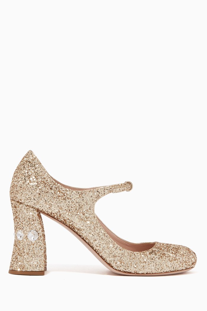 

Glitter Mary Jane Pumps, Gold