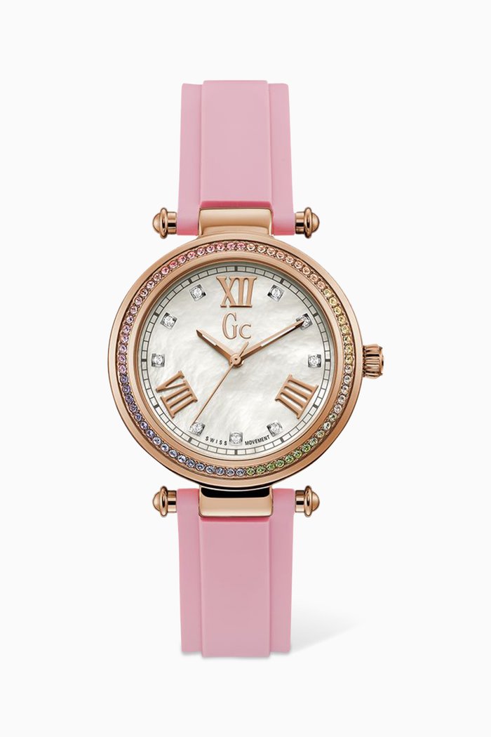 

PrimeChic Pink Silicone Strap & Swarovski Crystal Watch
