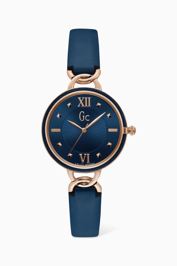 

CableTwist Leather Strap Watch, Blue