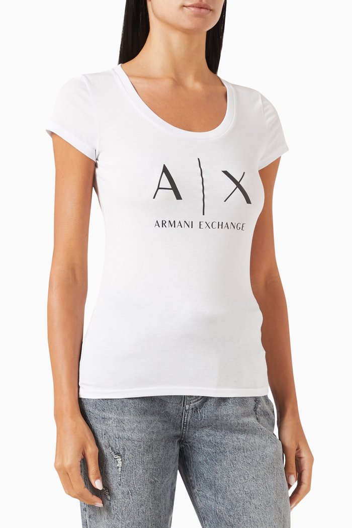 

Classic AX Logo T-shirt in Cotton-jersey, White