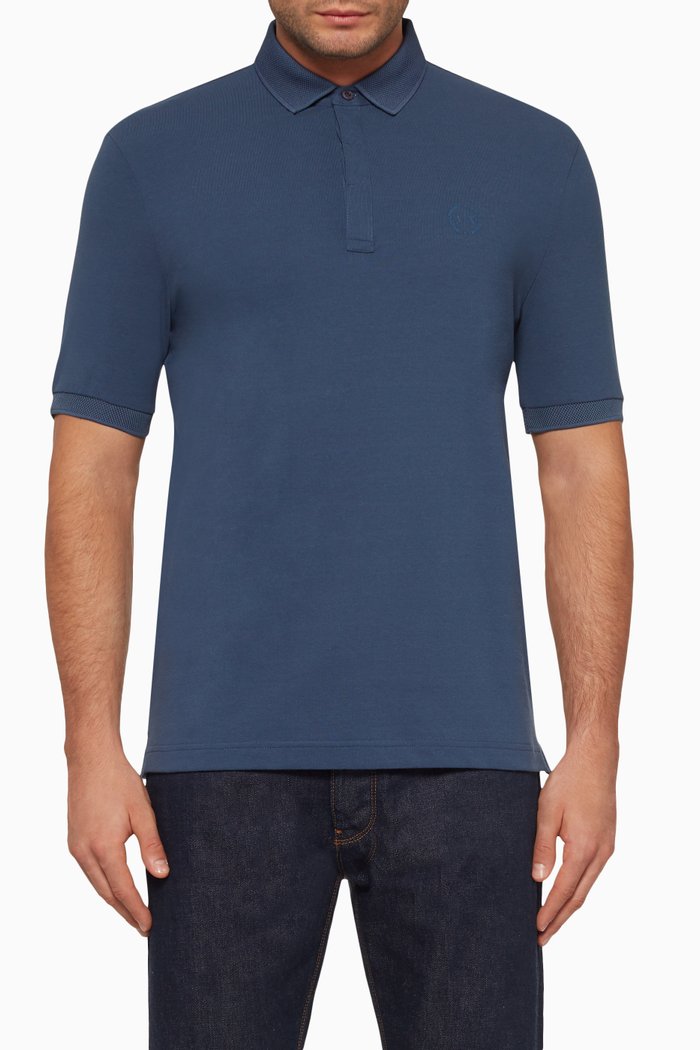 

Embroidered Logo Polo T-Shirt, Blue