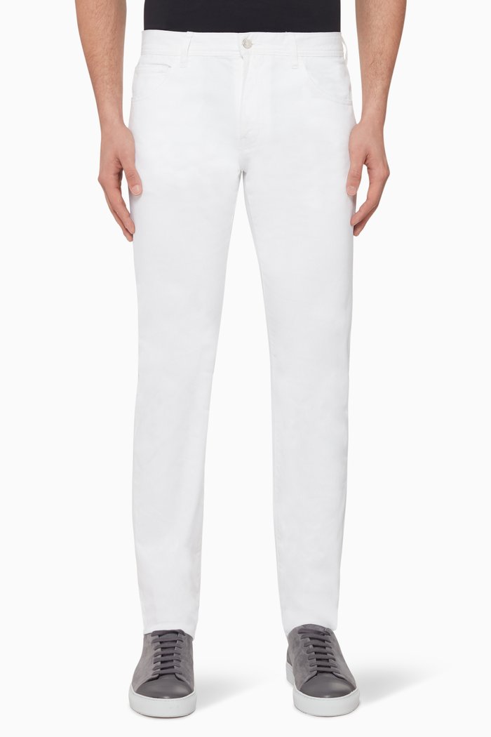

Classic Slim-Fit Twill Pants, White