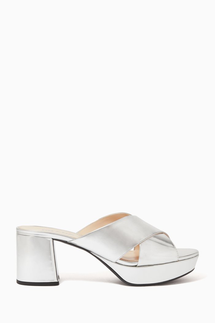 

Patent Leather Platform Sandals, Silver
