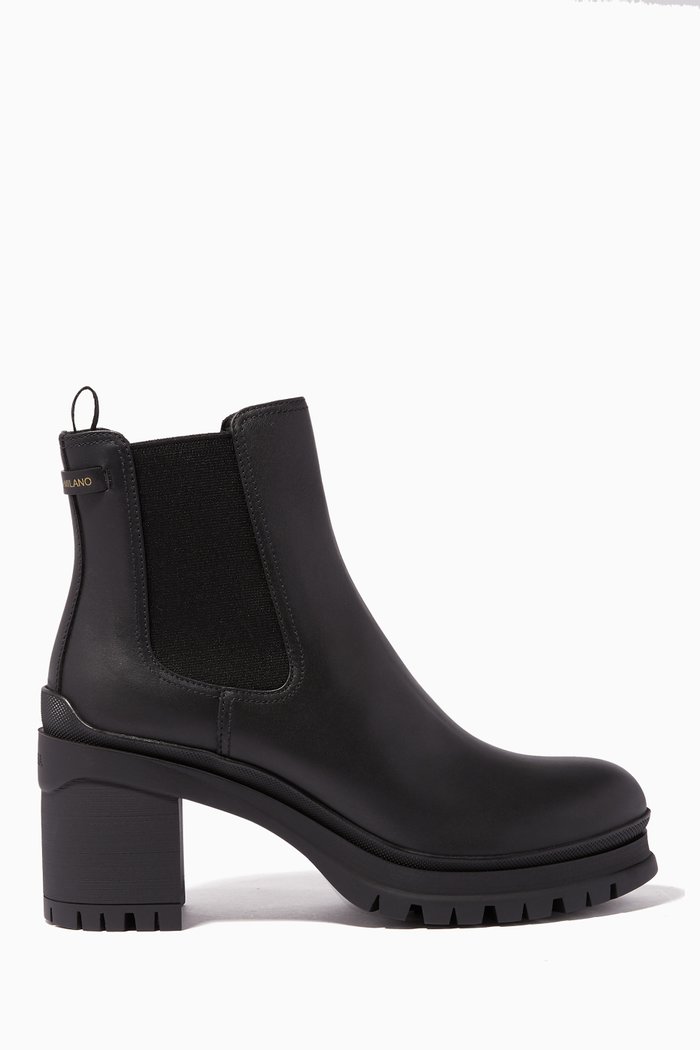 

Chunky Chelsea Leather Boots, Black