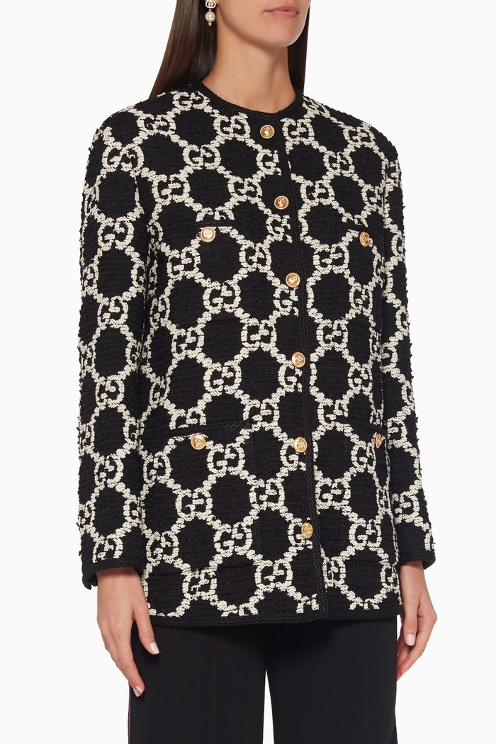 

Logo Tweed Cardigan, Black
