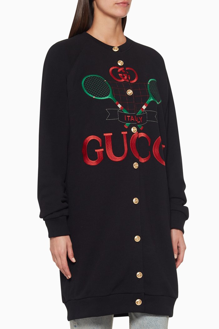 Heavy Felted Embroidered Reversible Cardigan, Black