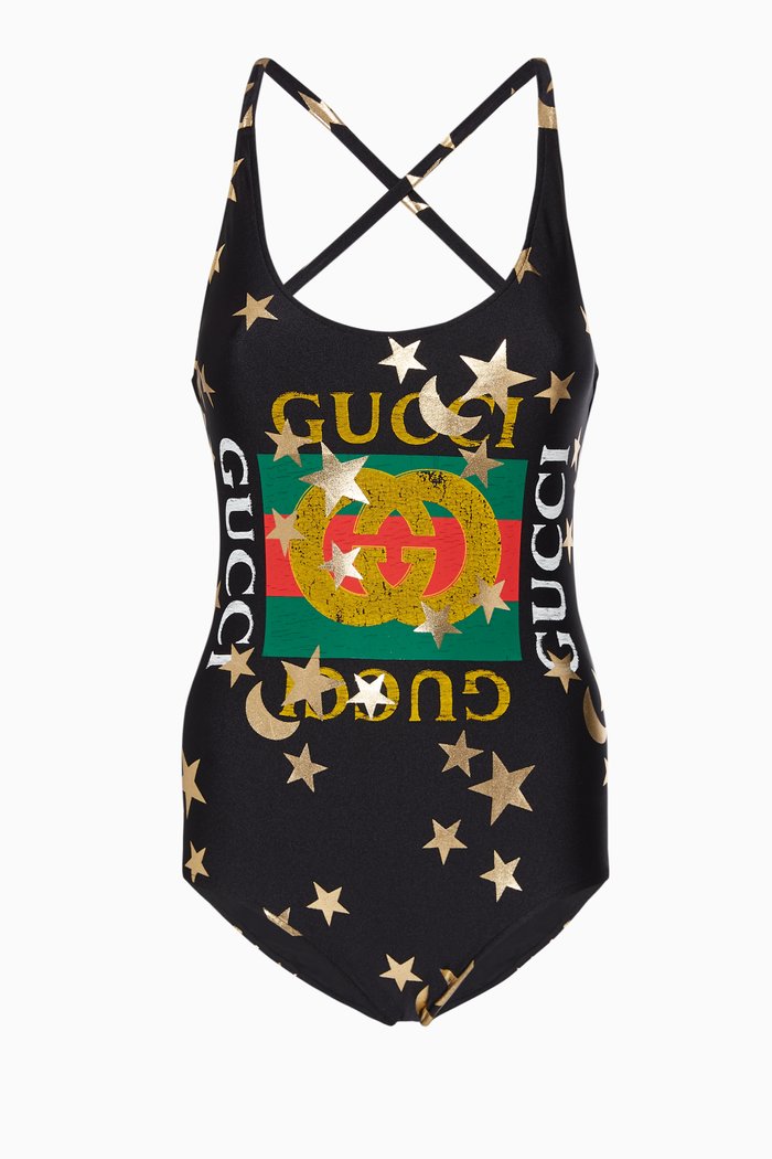 

Moon & Star Printed Swimsuit, Black