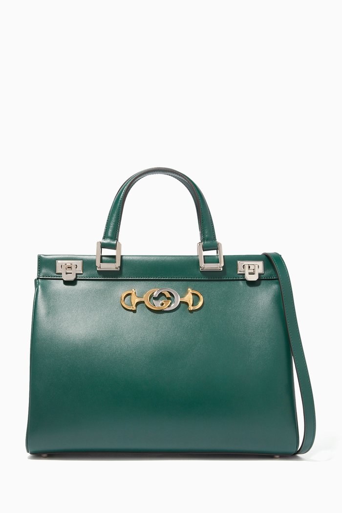 

Zumi Medium Leather Tote Bag, Green