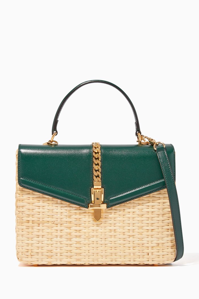 

Sylvie Wicker Top Handle Bag, Neutral