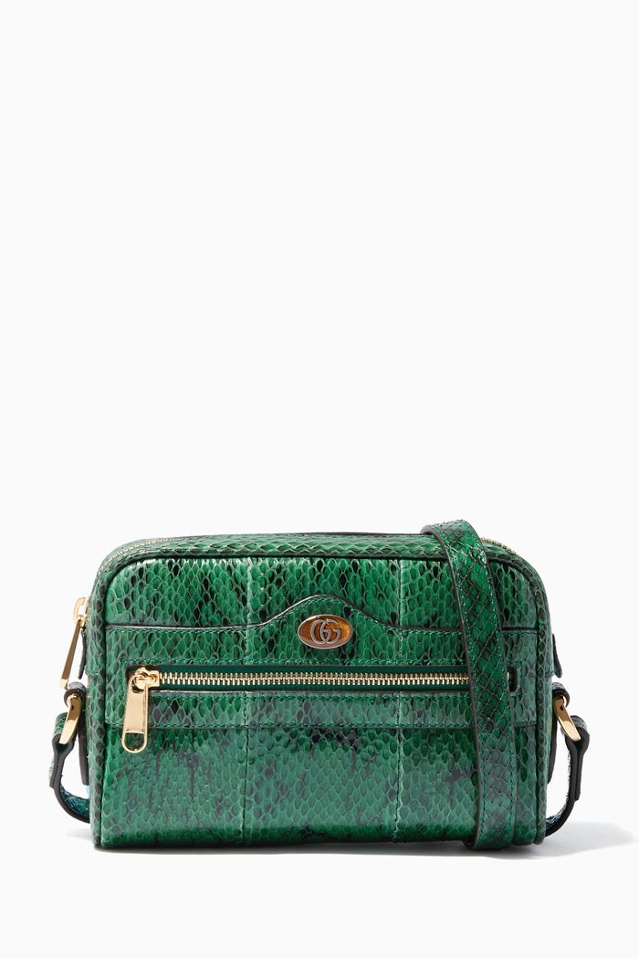 

Ophidia Mini Snakeskin Cross-Body Bag, Green