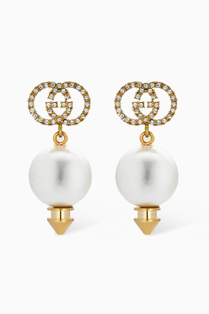 

Interlocking G Pearl Earrings, Gold