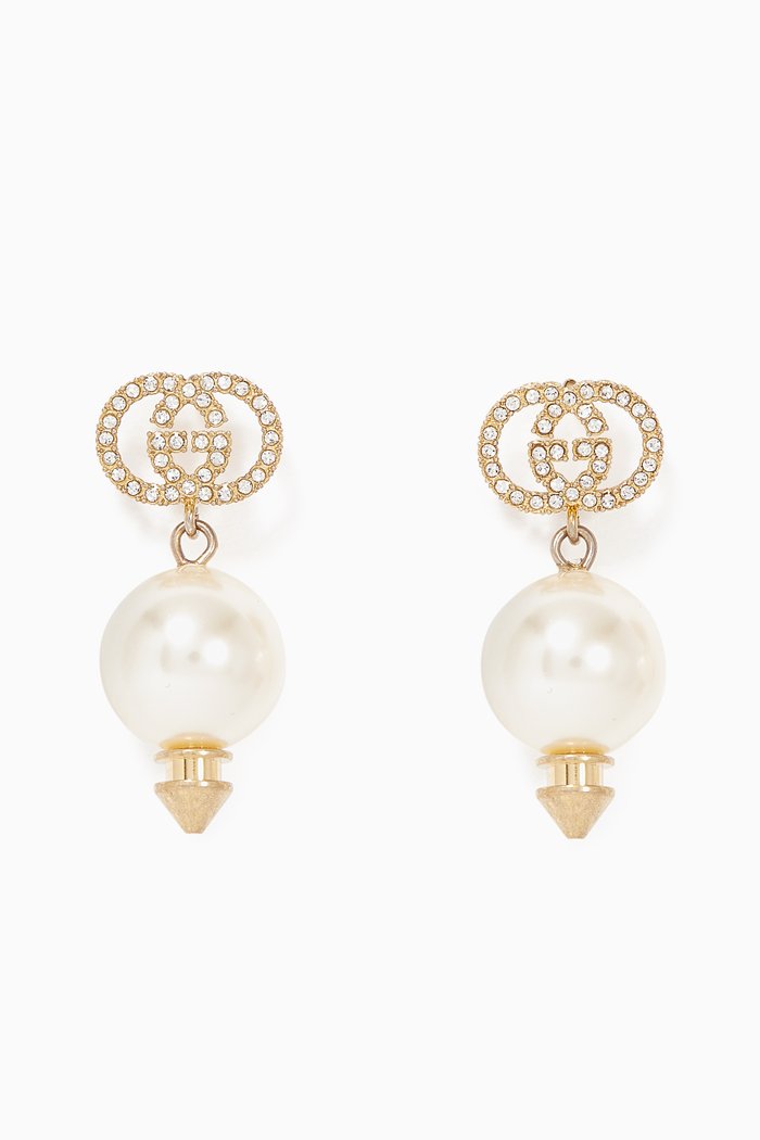 

Interlocking G Pearl Earrings, White
