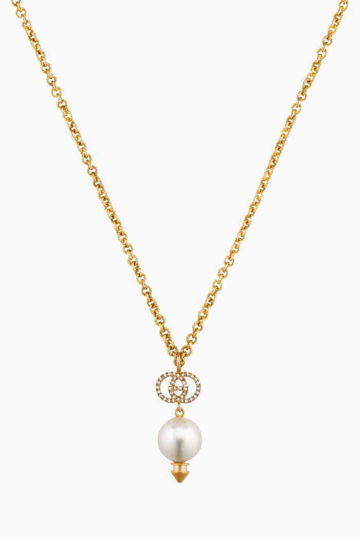 

Interlocking G Pearl Necklace, Gold