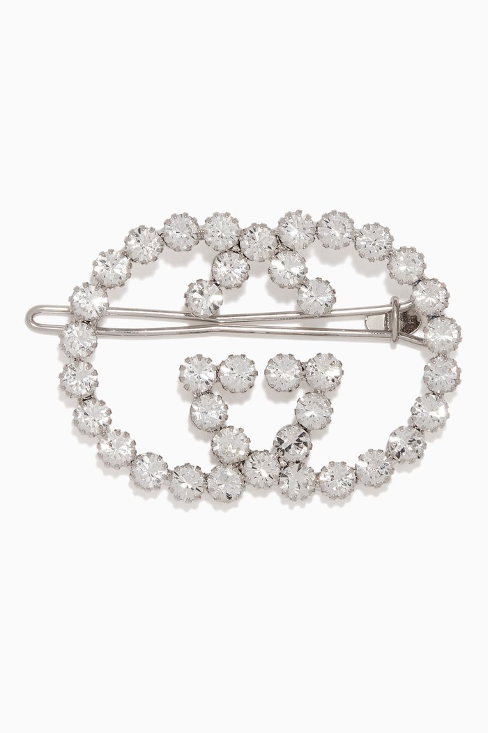 

Crystal-Embellished GG Hairclip, Silver