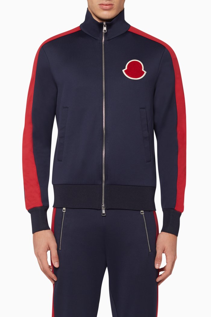 

Contrast Tape Zipped Sweatshirt, Blue