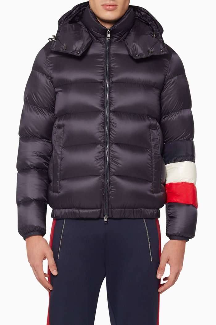 

Striped Sleeve Quilted Jacket, Blue