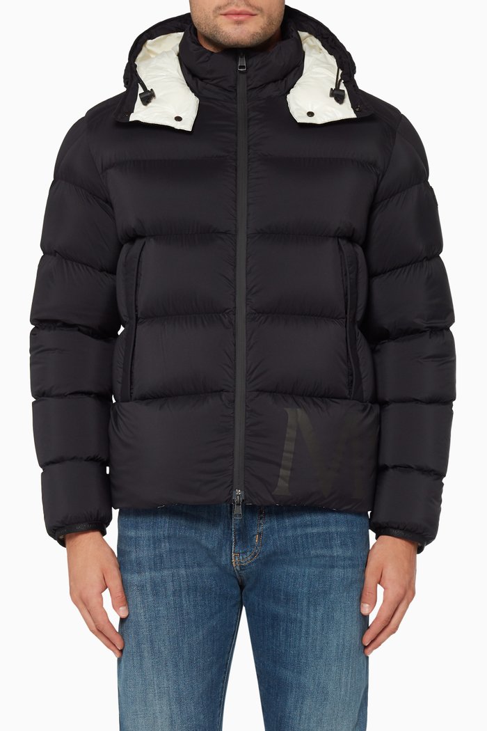 

Contrasting Hood Down Jacket, Black