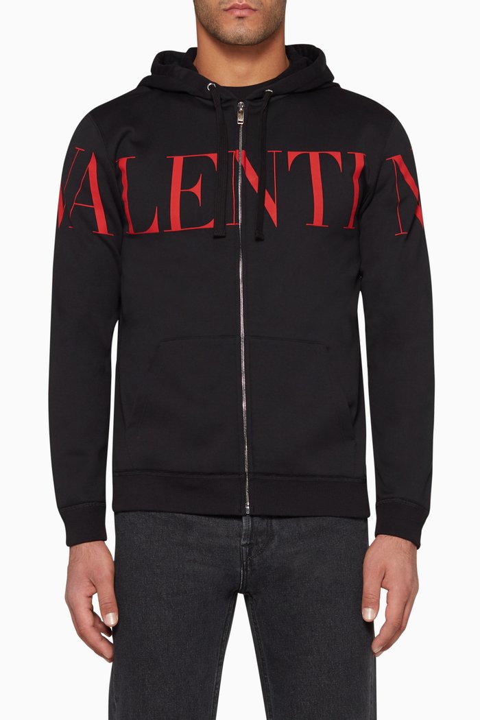 

Logo-Print Hooded Sweatshirt, Black