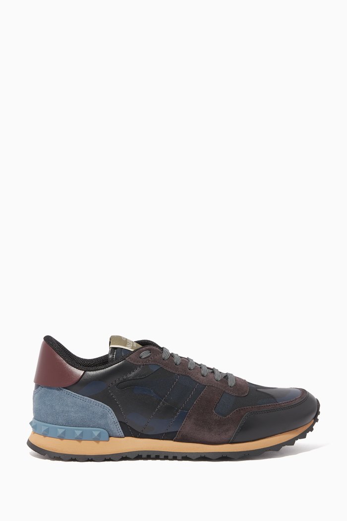 

Valentino Garavani Camouflage Rockstud Sneakers, Blue