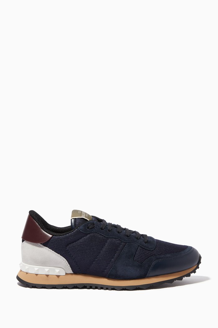 

Valentino Garavani Rockrunner Studded Sneakers, Blue