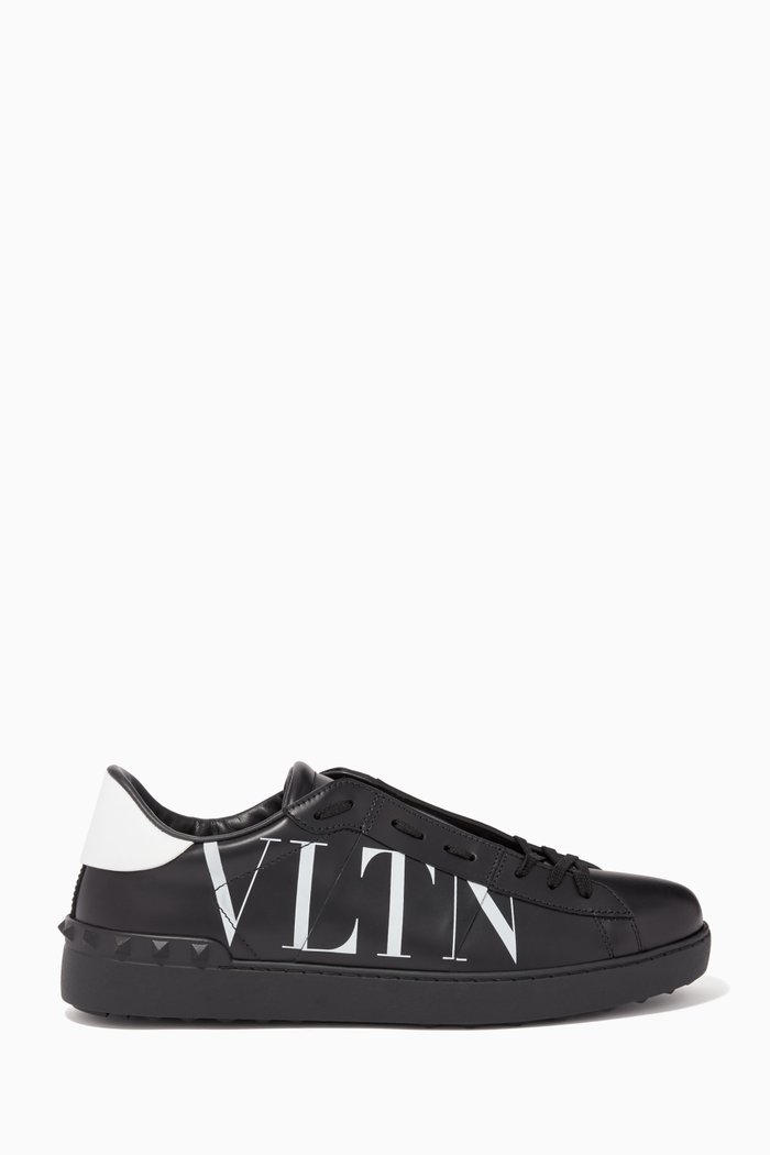 

Valentino Garavani VLTN Open Lace Leather Sneakers, Black