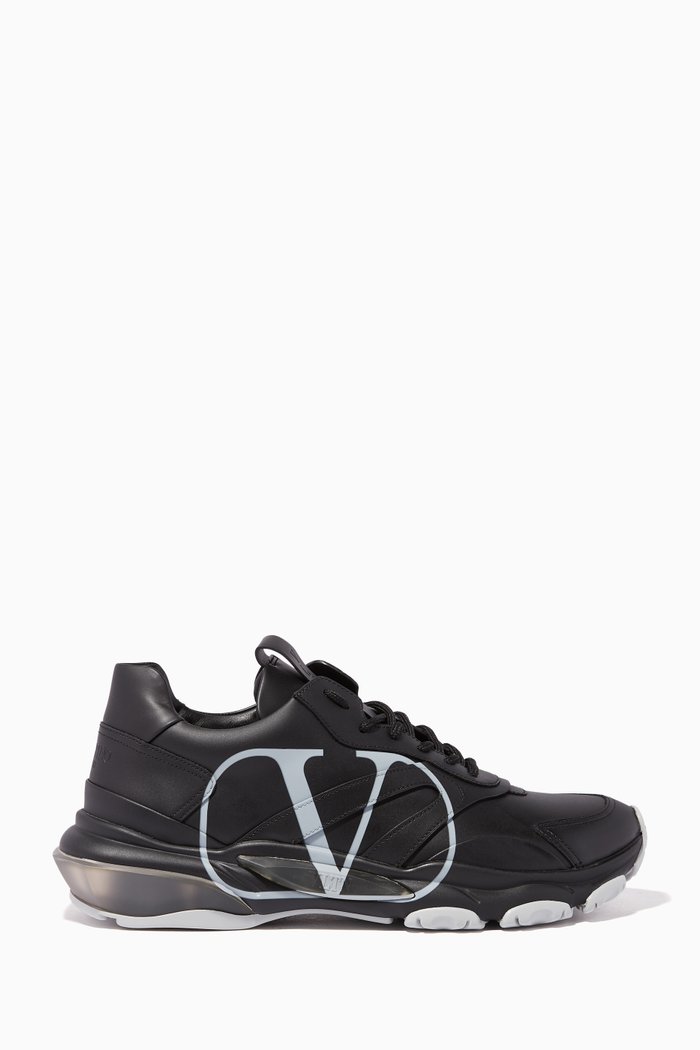 

Valentino Garavani VLOGO Bounce Leather Sneakers, Black
