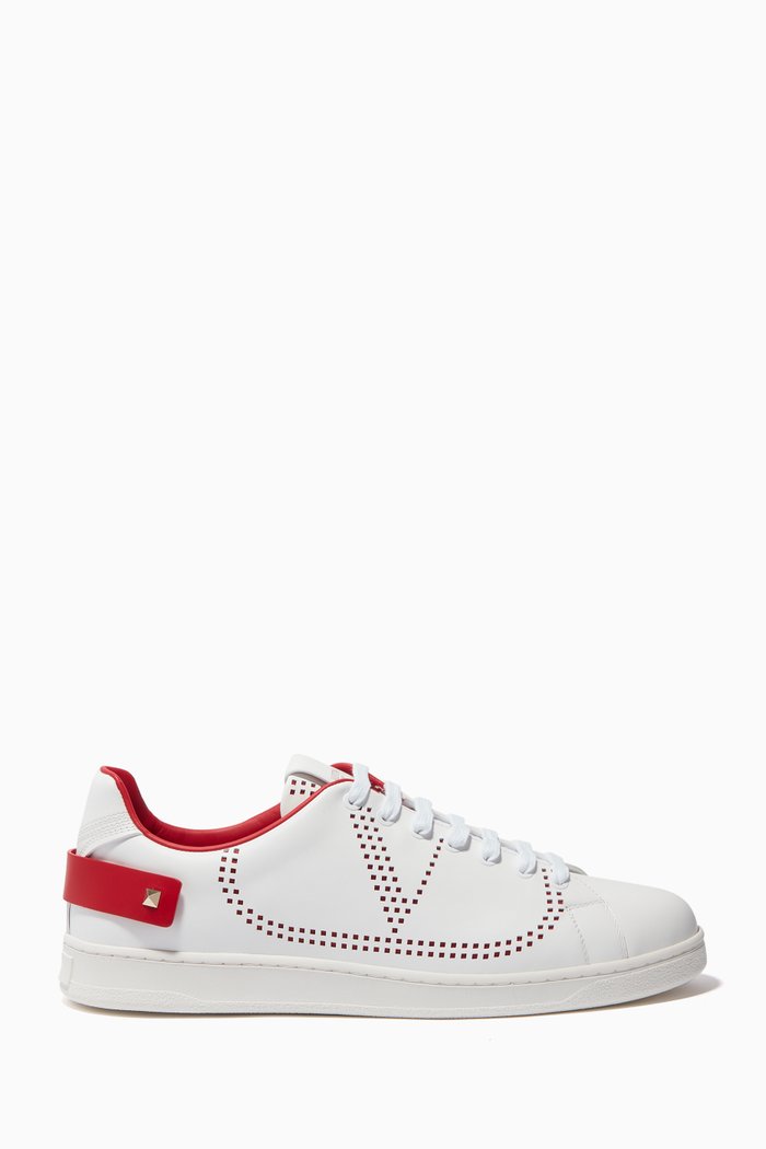 

Valentino Garavani Perforated V Logo Sneakers, Red