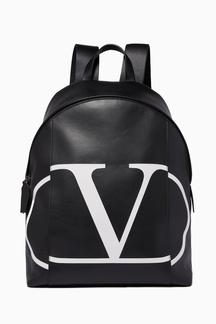 

Valentino Garavani Vintage V Logo Leather Backpack, Black