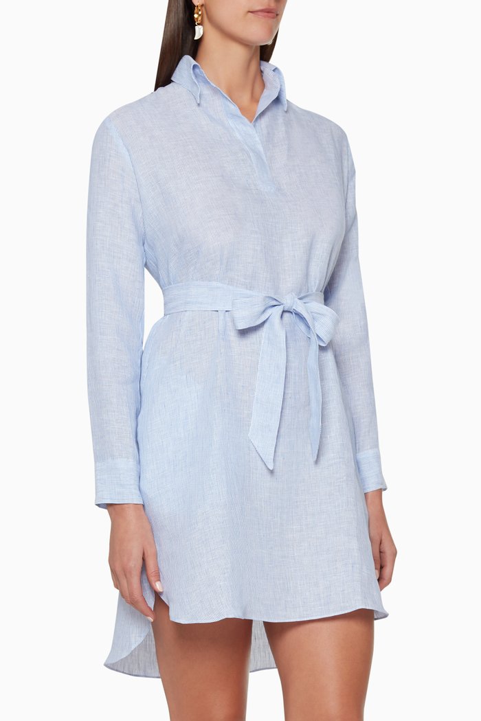 

Linen Shirtdress, Blue