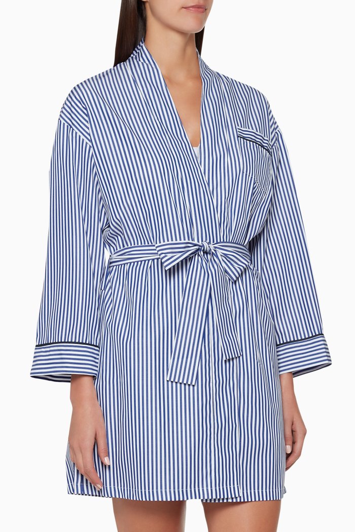 

Striped Cotton Robe, Blue
