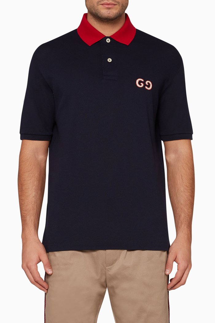 

Embroidered GG Polo T-Shirt, Blue